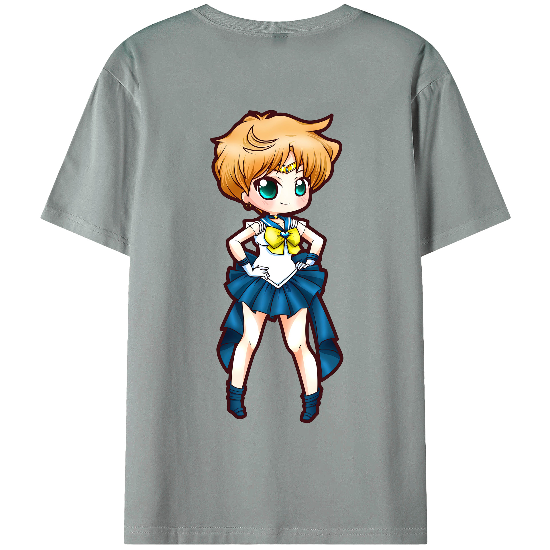 （画像用） 美少女戦士セーラームーン 天王はるか Sailor Moon Tenoh Haruka 綿100％ メンズ半袖Tシャツ（バックプリント） 通気性